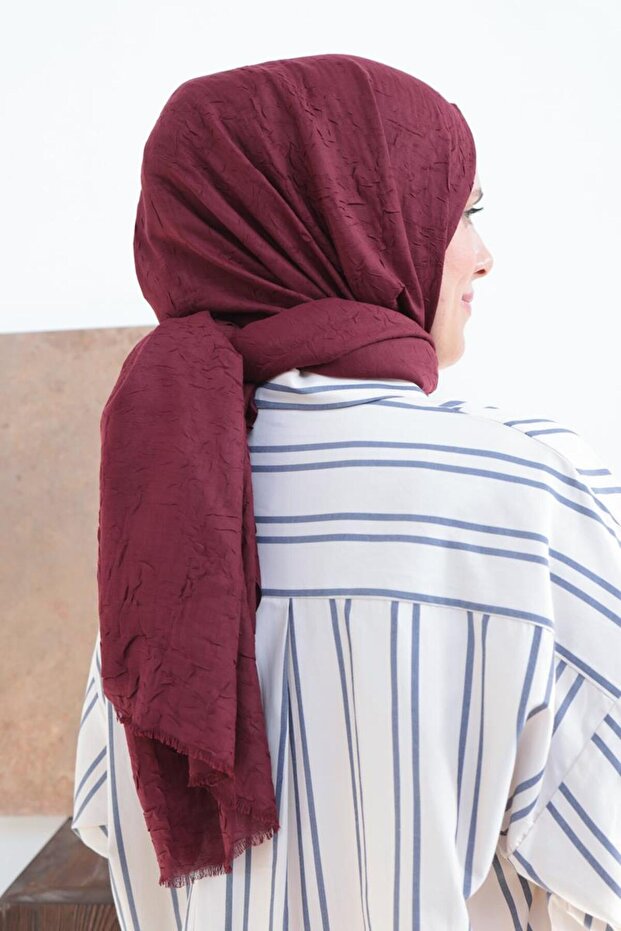 Bordo-Bambu Kraş Şal - 1