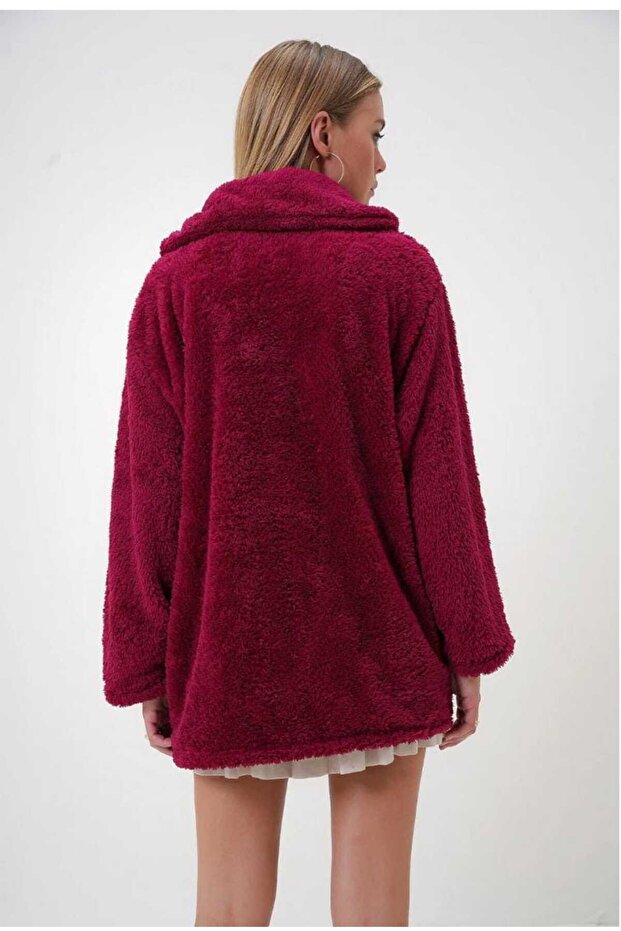 Kırçıllı Oversiz Peluş Ceket - 5