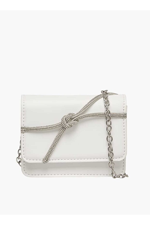 Flora Bella Embellished Crossbody Bag with Button Closure and Chain Strap - W 12 x H 8.5 x D 3 cm