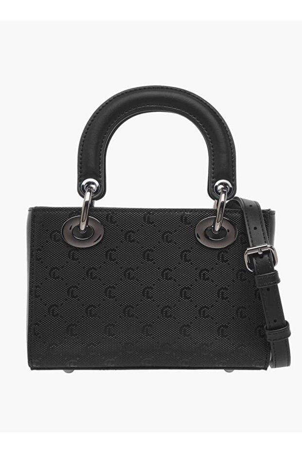Monogram Embossed Tote Bag with Zip Closure - W 9 x H 13 x D 17 cm
