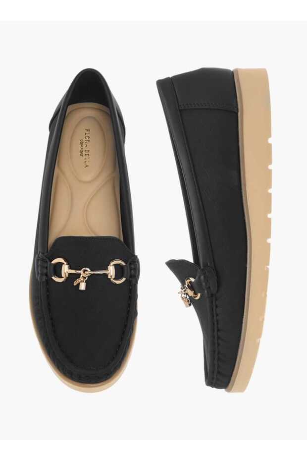 Flora Bella Textured Slip-On Loafers with Metal Accent