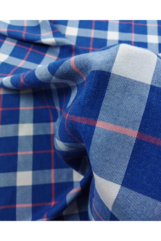 Blue White Red Cotton Woven (Width 150 cm X Length 220 cm)
