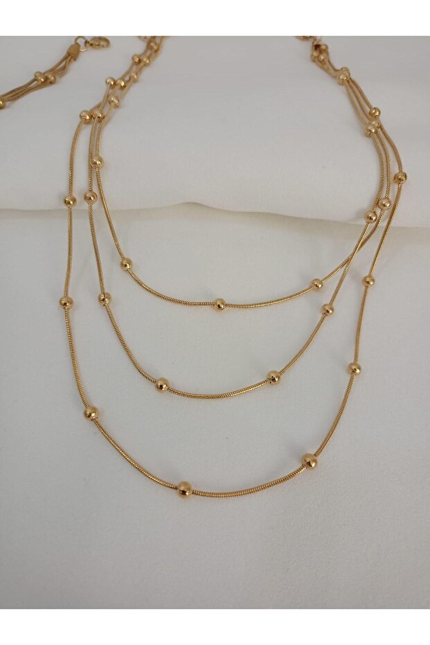 Dori̇ka triple gold steel necklace