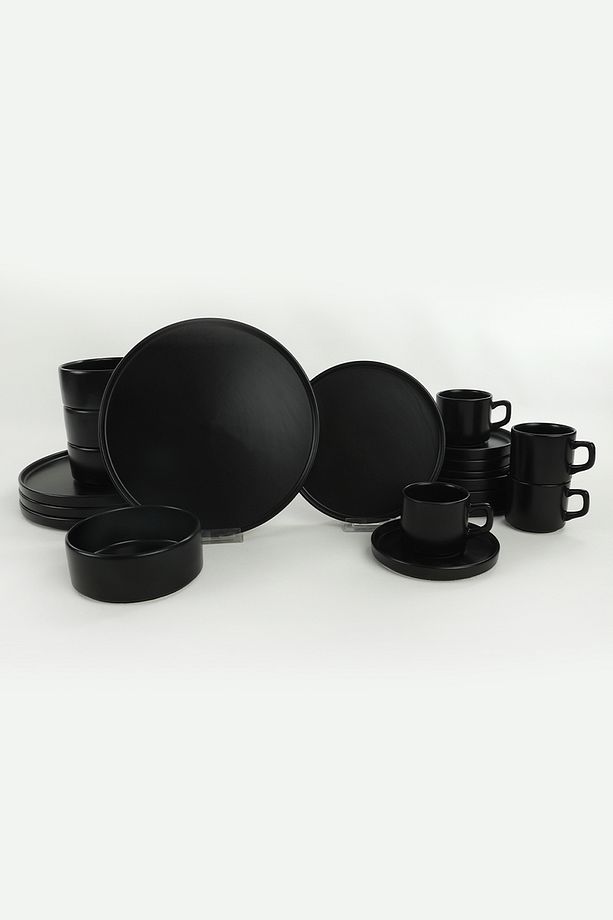 Mat Siyah Stackable Yemek/kahvaltı Takımı 20 Parça 4 Kişilik - 4
