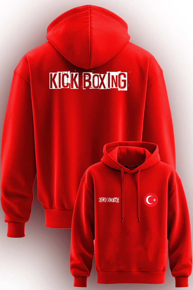 Kick Boxing Printed 3 Threaded Hooded Sweatshirt Hoodie Kickboks Sweat Kickb21001
