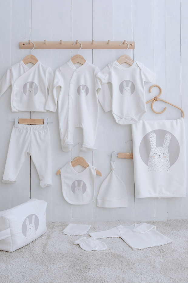 Organic 11-Pack Hospital Release Pack - Pure Baby - White Rabbit with Gray Background
