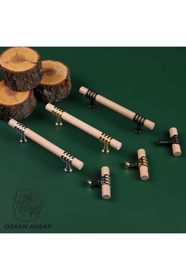 Altın 192mm(19.2cm) Ahşap Kulp Lüks Country Mutfak Mobilya Dolap Çekmece Kulbu - 5