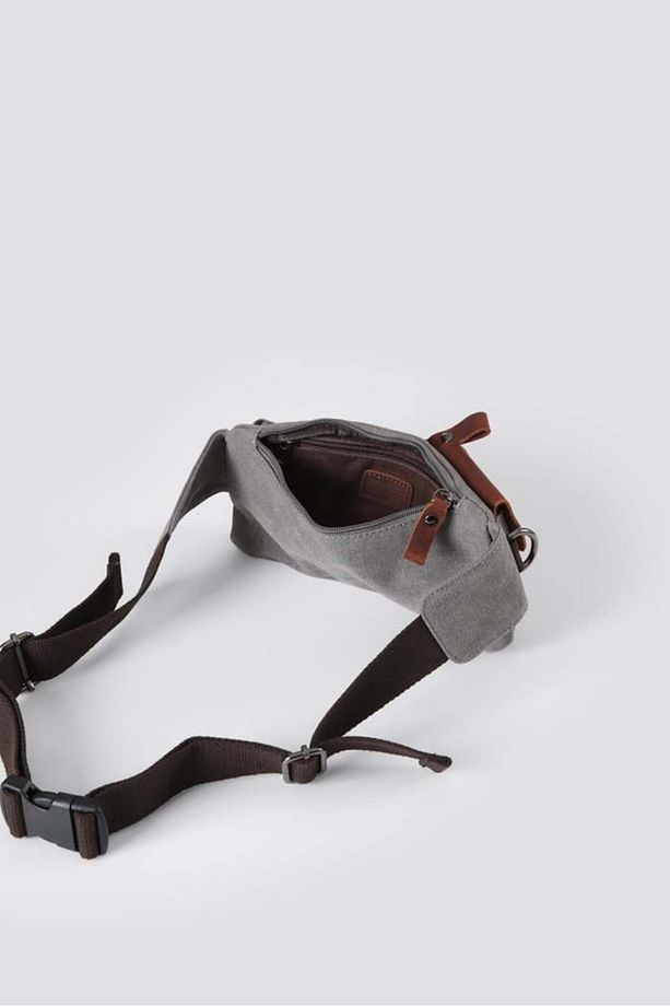 ÇÇS 31459 Kanvas Kumaş Askılı Bel ve Omuz Çantası GREY - 3