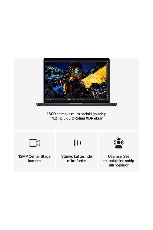 MX2H3TU/A/MacBook Pro/Apple M4 Pro İşlemci/12 Çekirdek CPU- 16 Çekirdek GPU/24GB RAM/512GB SSD - 5