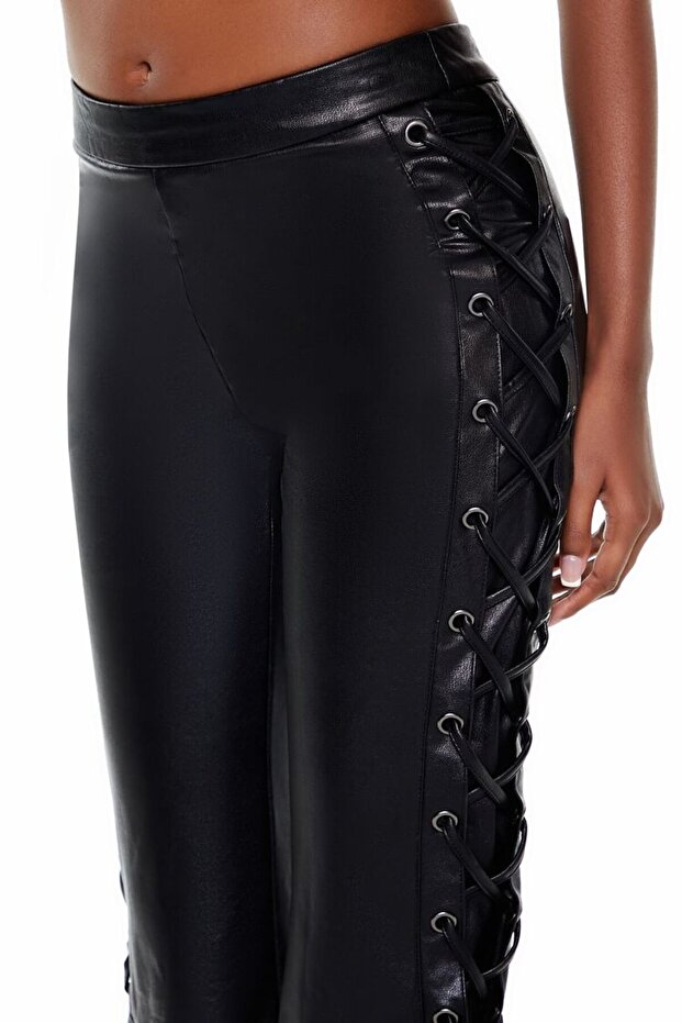 Suni Deri Bootcut Pantolon - 5