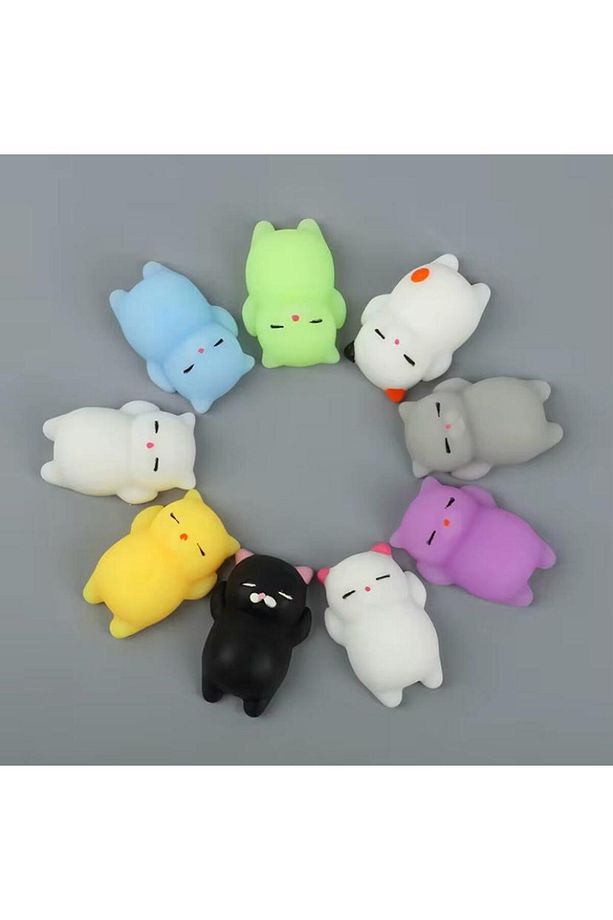 10 ADET KEDİ HAYVAN FİGÜRLÜ SUKUŞİ squishy oyuncak (farklı renkler) - 5