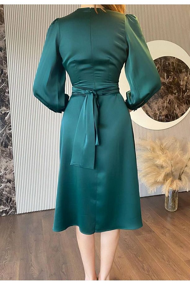 Tarrow Midi Saten Elbise - 6