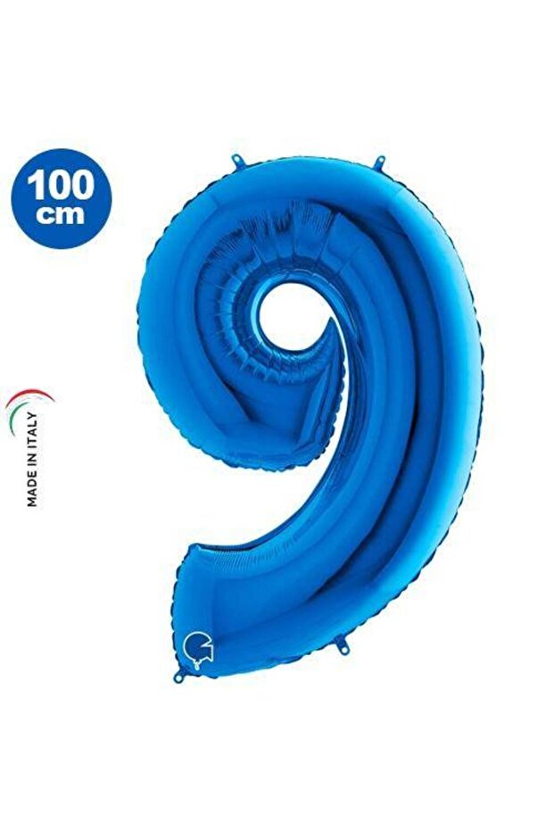 Blue 9 Number Foil Balloon - 100x70 cm