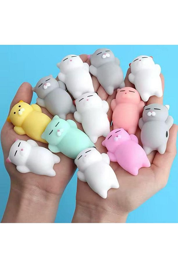 10 ADET KEDİ HAYVAN FİGÜRLÜ SUKUŞİ squishy oyuncak (farklı renkler) - 4