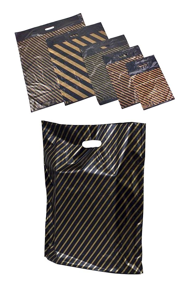 50 Adet 33x45 Cm Hac Umre Dönüşü Namazla Seccade Poşeti Sarı Siyah Çizgili Siyah Mağaza Poşeti 3 No - 2
