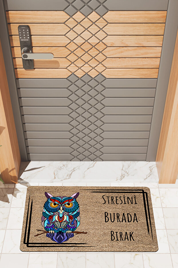 Modern Digital Printing Owl Stress-Free Door Mat