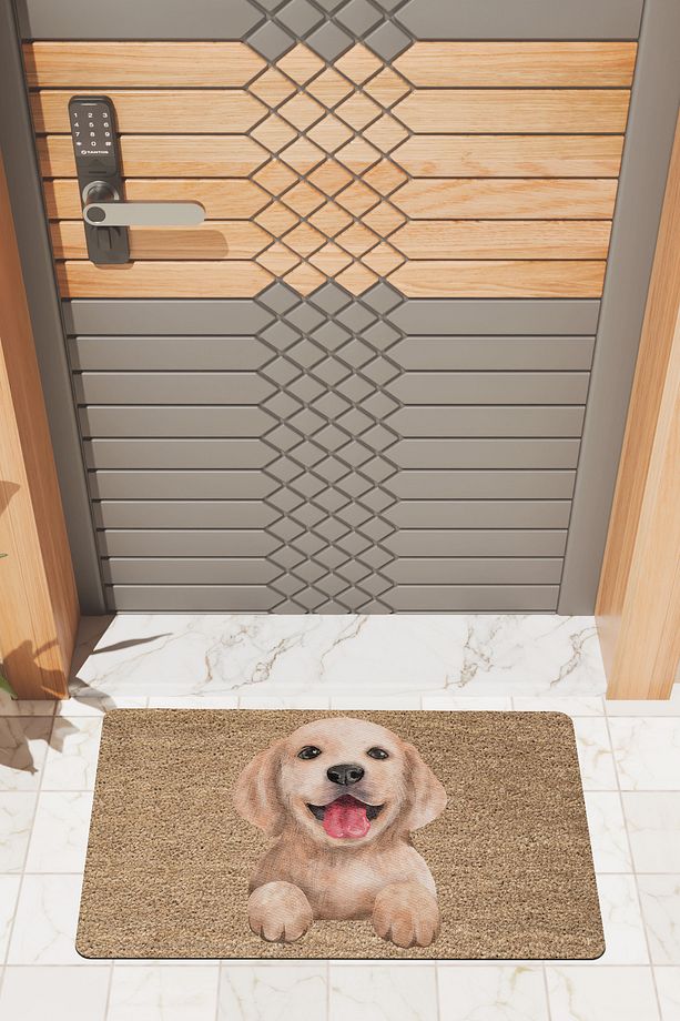 Modern Dijtal Baskı Köpek Resimli Kapı Önü Paspası - 1
