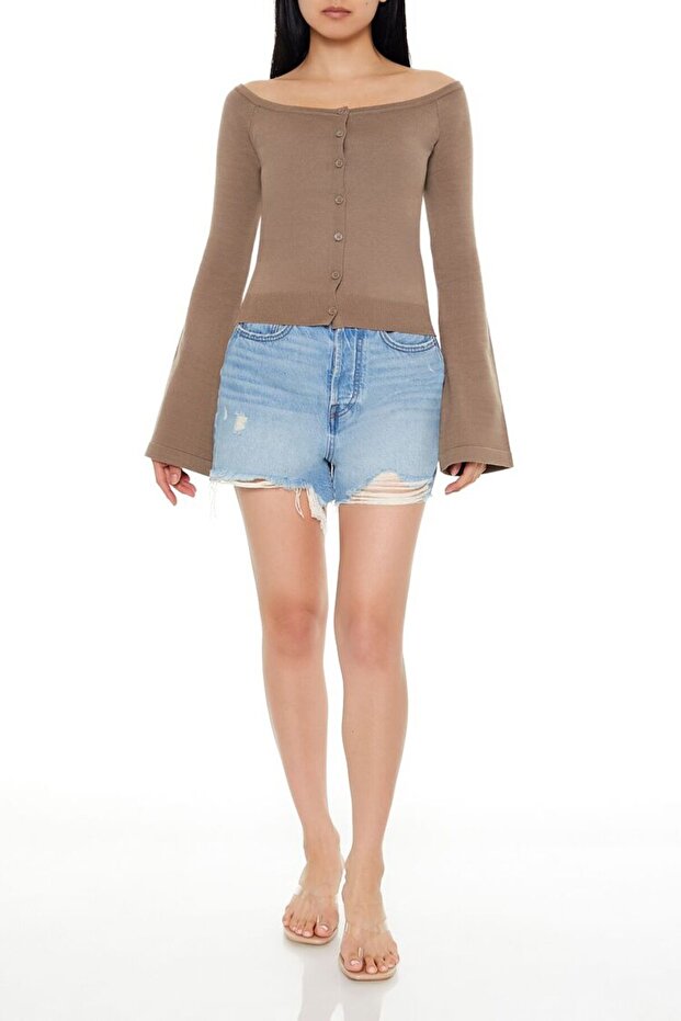 Düşük Omuz Triko Hırka - 2