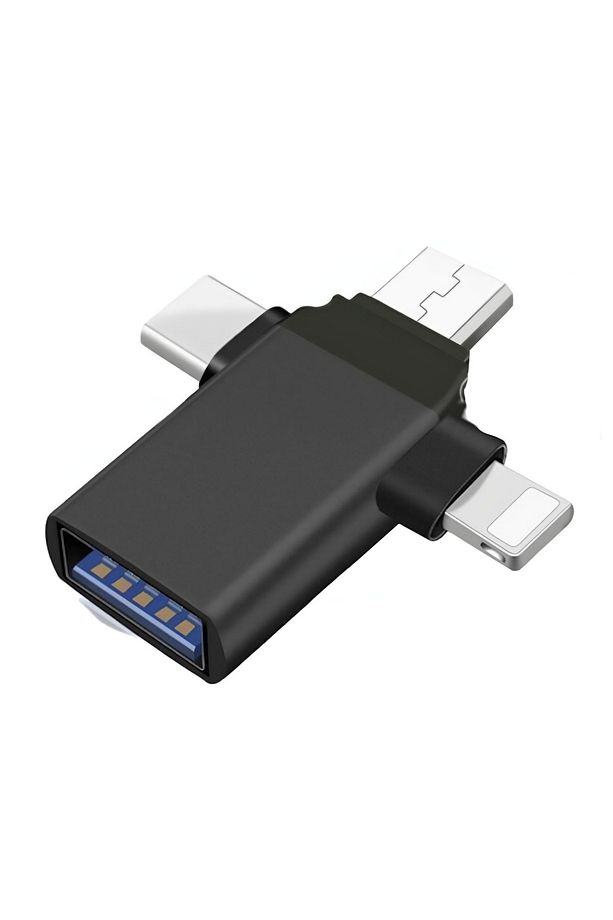 Micro USB Type-C Lightning to 4in1 OTG USB Çevirci Kamera Flash Bellek Adaptör - FC930 - 1