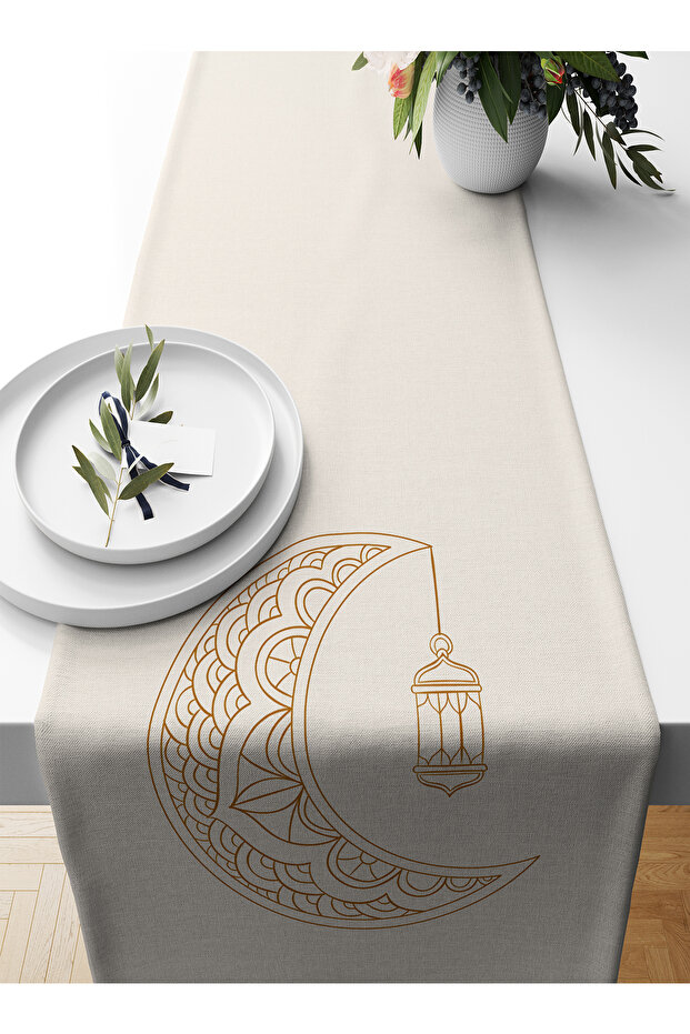 مفرش طاولة بطبعة رقمية من مجموعة رمضان، مقاس 140×40 سم