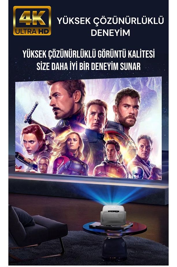 NEW 15 Taşınabilir Android Projeksiyon Wifi Destekli Akıllı Sinema Projektör ultra HD - 3