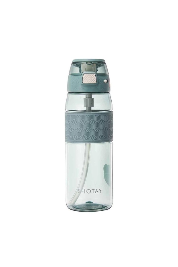 Tritan Flask 7203 - with Stripe and Clear Lid, Straw, 800 ml - 2