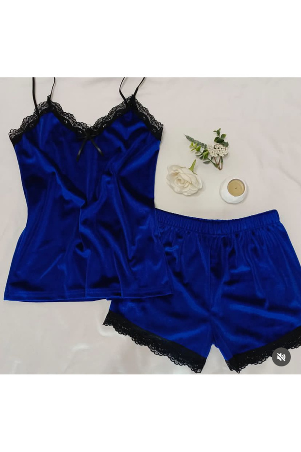 Kadın kadıife şortlu takım - 1