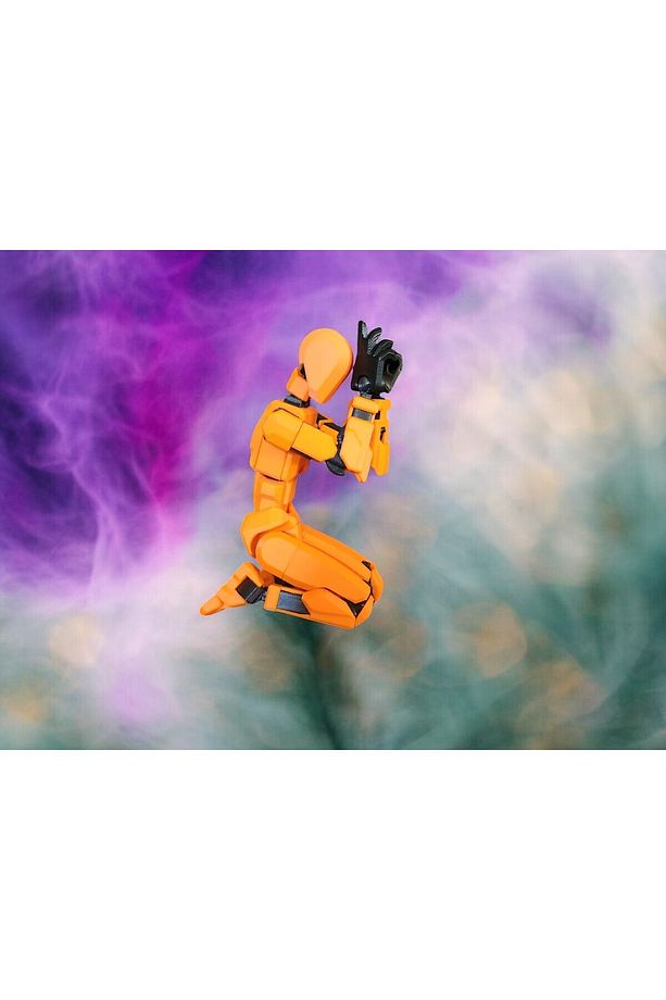 Lucky 13 Oynar Eklemli Robot Figür Oyuncak Turuncu Siyah Dummy 14cm - 5