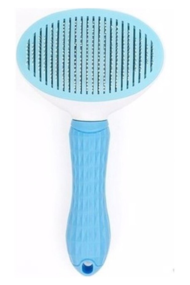 Dream Plus Automatic Cleaning Button Pet Brush Cat Dog Hair Collector Comb Gray