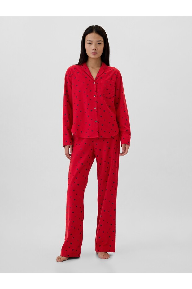 KadınRelaxed Flannel Pijama Üstü - 3