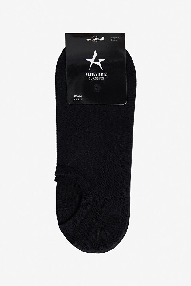 Erkek Siyah Bambu 3'lü Sneaker Çorap - 2