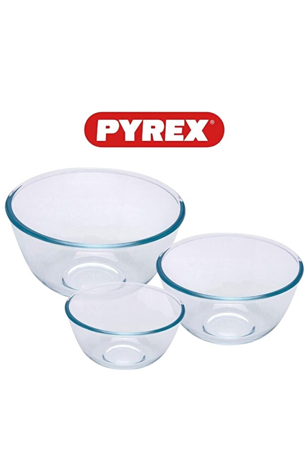 Bowl Set Of 3 (2L, 1L, 0.5L) - Clear Glass, Heat & Scratch Resistant
