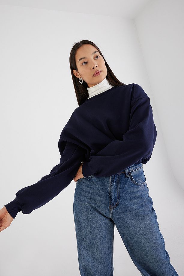 Şardonlu Bisiklet Yaka Basic Sweatshirt S3812-w1 - 4