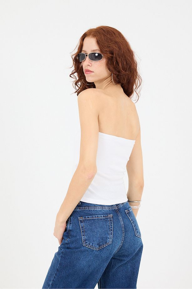 Yıldız Baskılı Straplez Crop Büstiyer B1561-j2 - 4