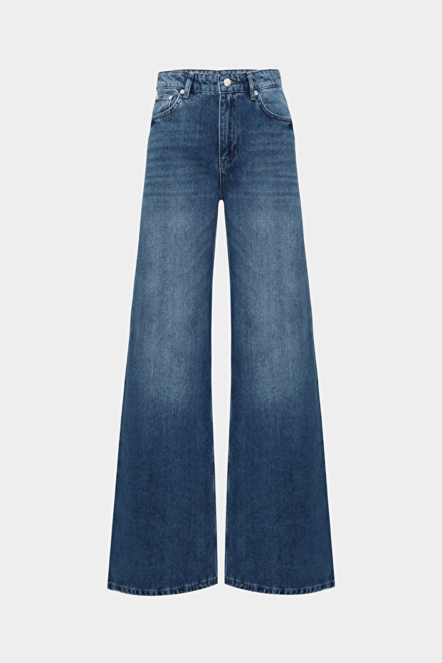 High Waist Wed Leg Mid Blue Extra Wide Leg Jeans