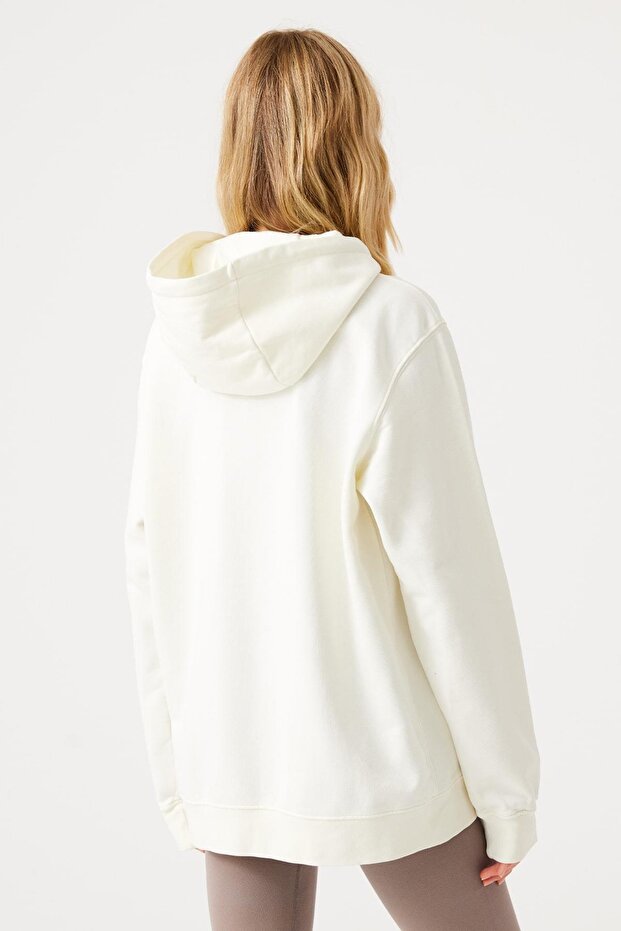 Lydney Unisex Kapüşonlu Sweatshirt Krem - 3