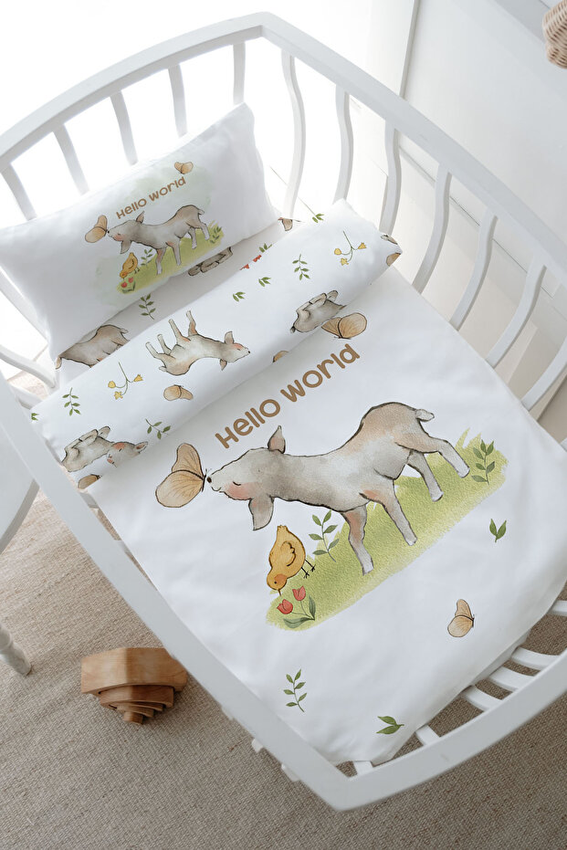 Park Bedding Set (80X120) - Pure Baby Series - Lamb Playing with Butterfly