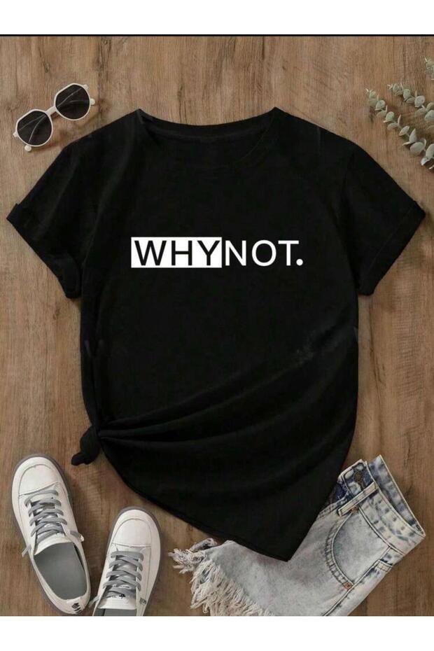 تي شيرت أساسي بتفاصيل نصية - 1