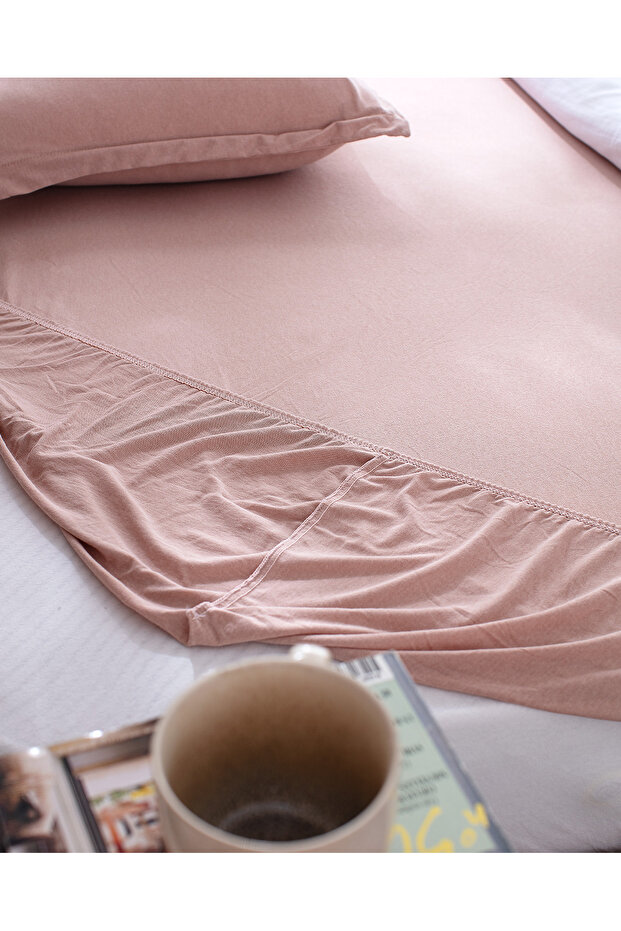 Bobigny King Size Pamuklu Supersoft Comforter Set - Pudra - 7