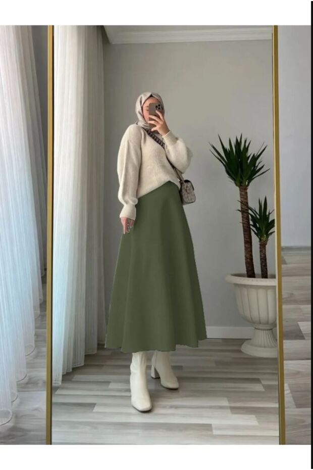 Puff Scuba Flared Skirt