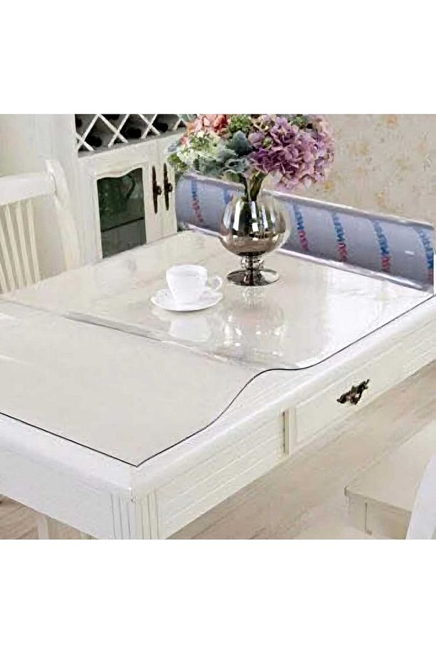 1.2 mm KALINLIK 90 cm en Şeffaf  Kalın PVS Masa Koruyucu Mika Masa Örtüsü - 1