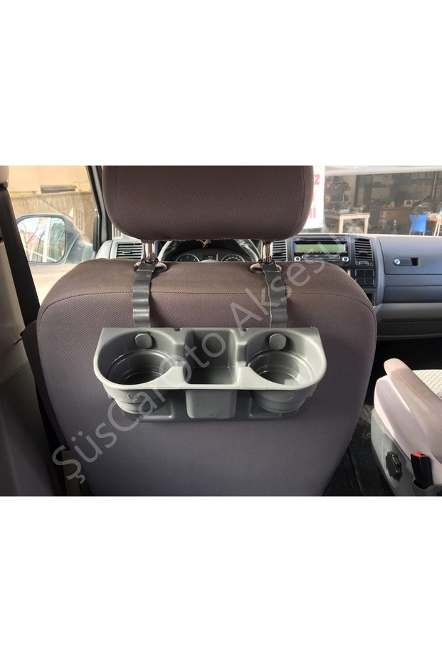Gray Car Seat and Headboard Cup Holder