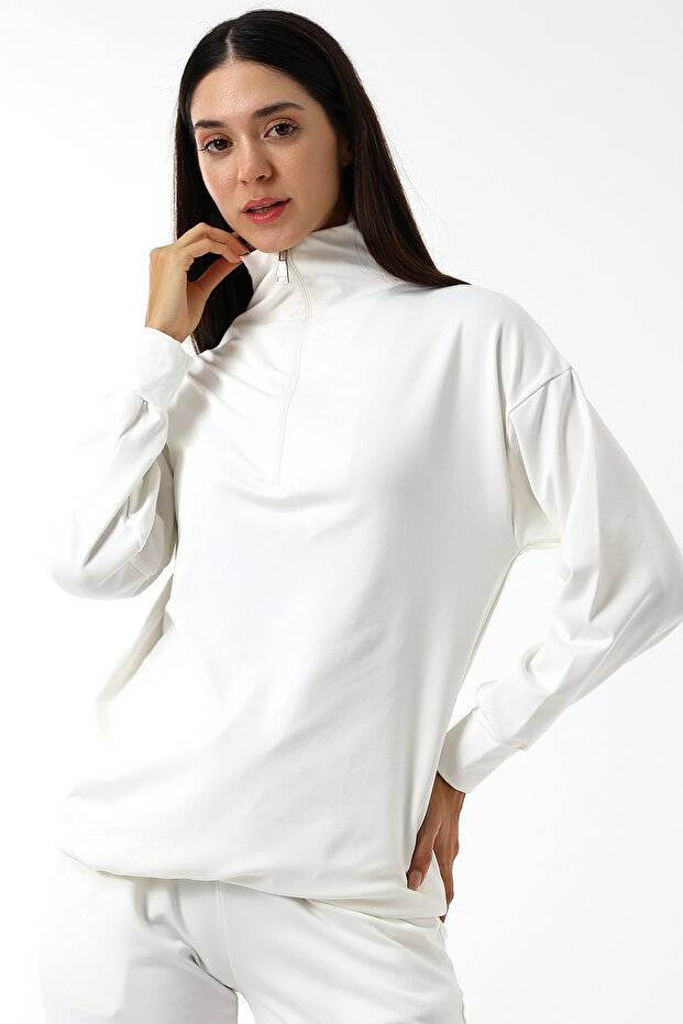 Kadın Fermuar Yaka Basic Eşofman Takımı - 3