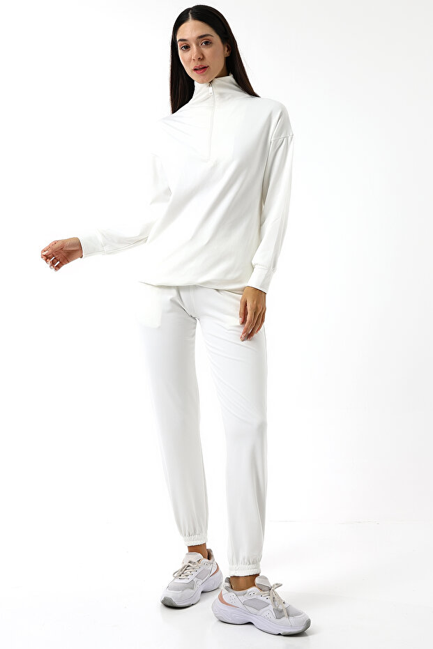 Kadın Fermuar Yaka Basic Eşofman Takımı - 6