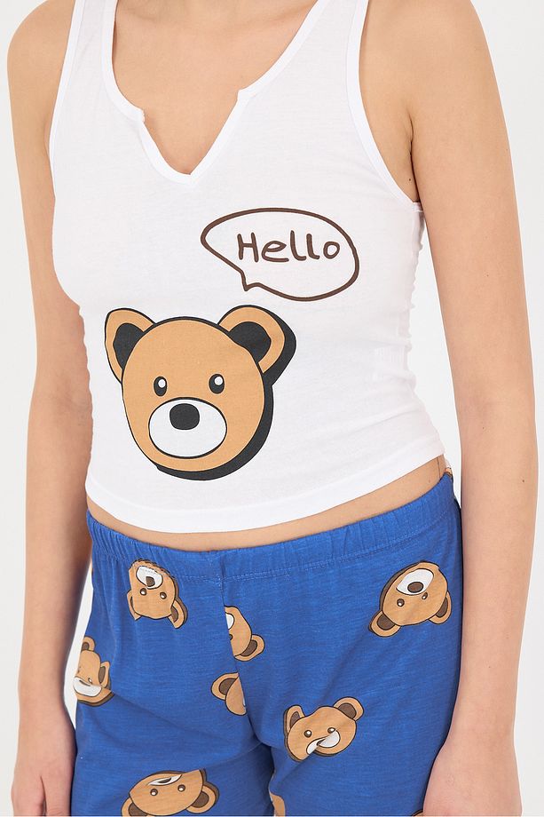 Ayıcık Baskılı Şortlu Pijama Takımı Ş088-T8 - 3