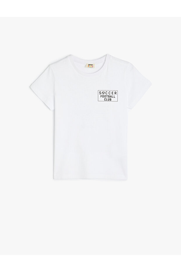 Print Detailed Short Sleeve Crew Neck Cotton T-Shirt