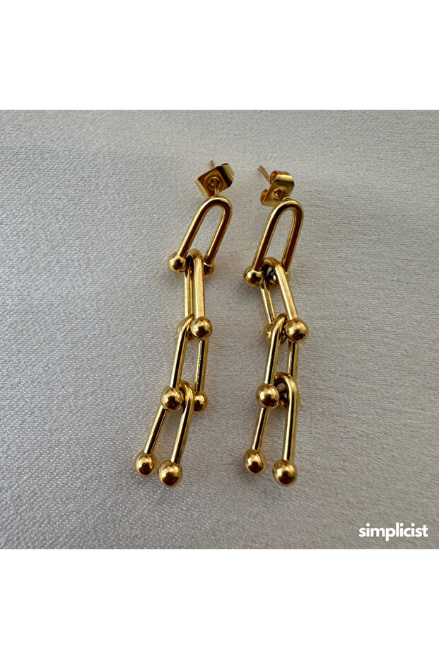 Chain Model Steel Earrings - 1