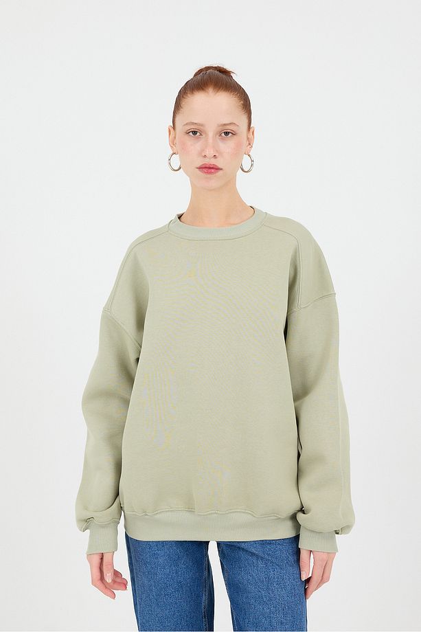 Bisiklet Yaka Şardonlu Basic Sweatshirt S3408-K11 - 6