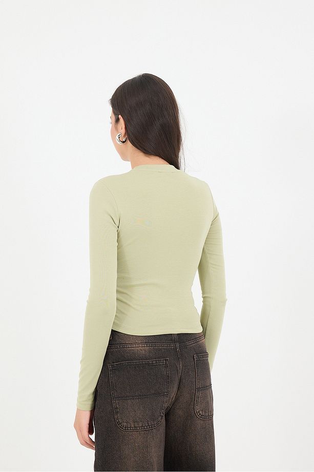 Bisiklet Yaka Yanları Büzgülü Basic Bluz B4164-U13 - 5