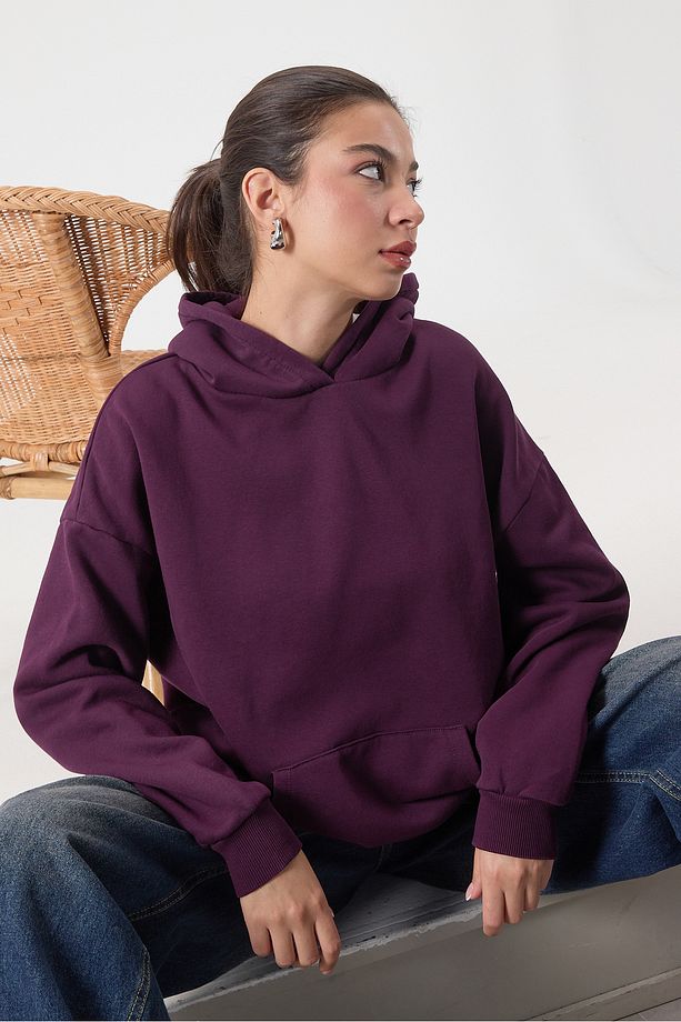 Kapüşonlu Şardonlu Basic Sweatshirt S1596-k5 - 1